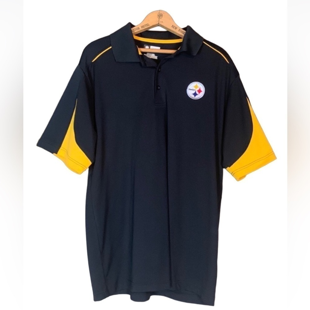 Pittsburgh Steelers black polo shirt by NFL Team Apparel Size Large